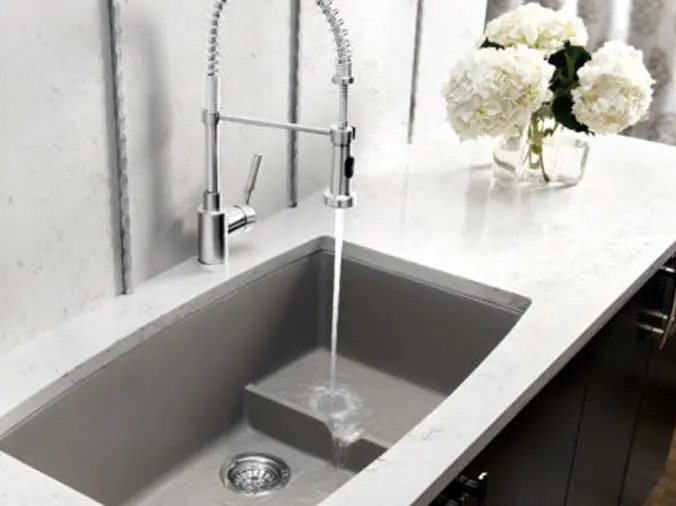 double kitchen sink with utility faucet
