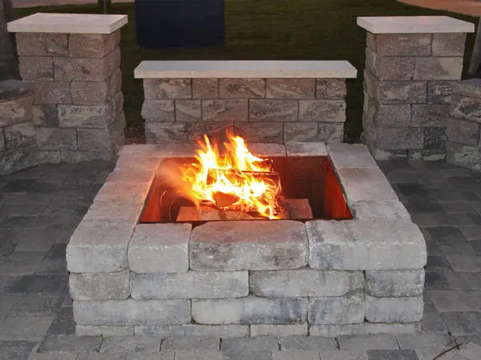 Square stone paver firepit